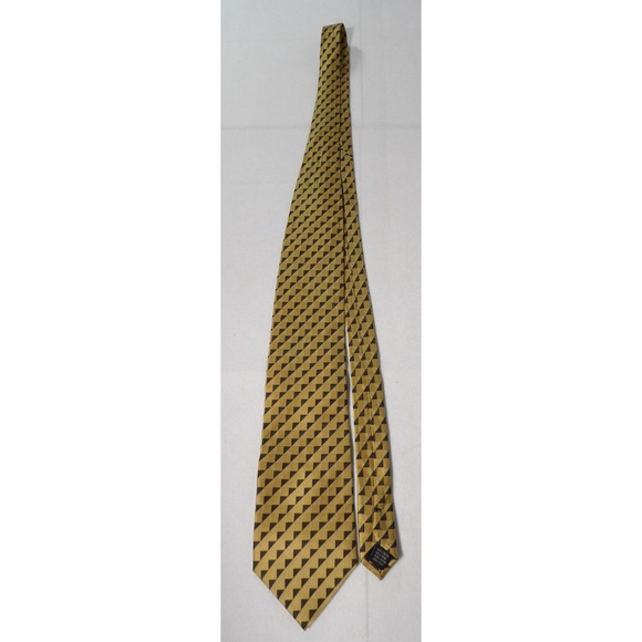 Gior Gio Brutini Mens Neck Tie Silk Geometric Diamond Triangle Gold Black Design - Picture 2 of 10